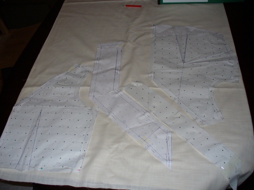 all bodice pieces read to be cut out, apart from the longest section of the mock waist band